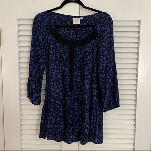Navy and Blue Animal Print Anthro Top